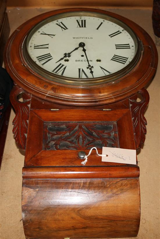 19th century American mahogany cased wall clock, 70cm(-)
